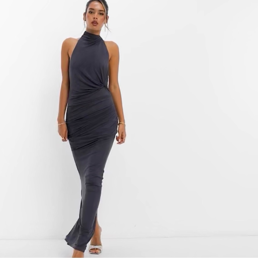ASOS Halter Maxi Dress - Charcoal Gray